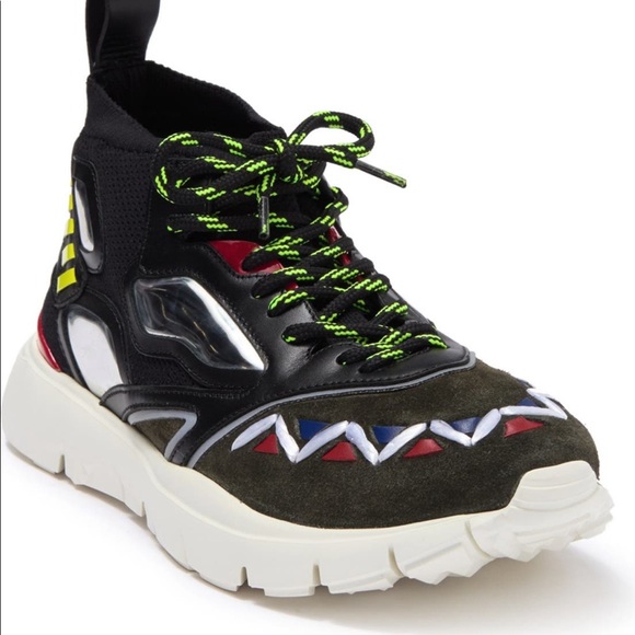 Valentino Geo Design Leather Overlay Mesh Sneaker - Picture 4 of 6